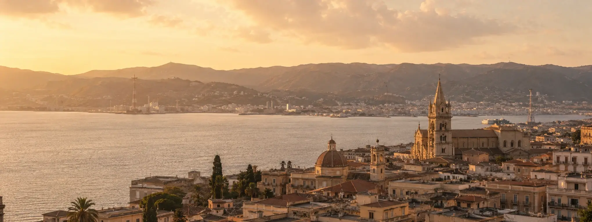 Scena illustrativa AI - Messina al tramonto, vista sullo Stretto